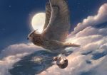  1girl bird clouds flying full_moon moon original owl solo you_(shimizu) 
