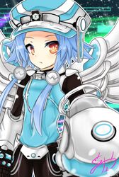  blanc blue_hair choujigen_game_neptune highres neptune_(series) next_white orange_eyes symbol-shaped_pupils tagme wings 