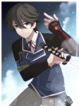 1boy black_hair blue_eyes horikawa_kunihiro katana solo sword touken_ranbu ui_(majiwi) weapon 