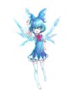  1girl absurdres blue_eyes blue_hair cirno fuuko_chan highres ice ice_wings short_hair simple_background solo thigh-highs touhou white_background wings 