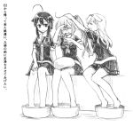  3girls ahoge braid crying gouta_(nagishiro6624) hair_ornament hairclip harusame_(kantai_collection) hat kantai_collection long_hair multiple_girls patting patting_head ribbon school_uniform serafuku shigure_(kantai_collection) single_braid skirt smile translation_request yuudachi_(kantai_collection) 