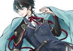  1boy black_hair blue_eyes cape horikawa_kunihiro keika solo touken_ranbu 