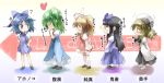  5girls ^_^ ascot bangs beret black_dress blonde_hair blue_dress blue_eyes blue_hair blunt_bangs blush_stickers bow chibi cirno closed_eyes daiyousei dress drill_hair drooling green_hair grey_eyes hair_bow hands_on_hips hat loafers long_hair luna_child multiple_girls open_mouth red_dress shoes short_hair side_ponytail skirt skirt_set smile smirk star_sapphire sunny_milk touhou translation_request two_side_up yohane 