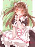  1girl alternate_costume apron brown_eyes brown_hair dress enmaided long_hair love_live!_school_idol_project maid maid_headdress minami_kotori mogu_(au1127) 