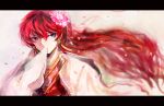  1girl akatsuki_no_yona blue_eyes earrings flower flower_on_head jewelry long_hair redhead y yona_(akatsuki_no_yona) 