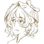  1girl clenched_teeth futatsuiwa_mamizou glasses hat hikuma leaf leaf_on_head monochrome pince-nez short_hair simple_background solo touhou white_background 