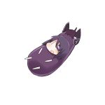  1girl chibi eggplant eyepatch headgear kantai_collection kurono_nekomaru open_mouth purple_hair short_hair solo tenryuu_(kantai_collection) 