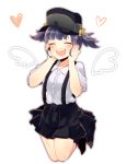  abe_(kumayu) blue_hair hat heart highres kantai_collection ooshio_(kantai_collection) short_hair smile suspenders twintails wings 