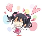  1girl ^_^ black_hair blush_stickers closed_eyes gia_kon gloves grin hair_ribbon heart love_live!_school_idol_project ribbon smile solo twintails wings yazawa_nico 