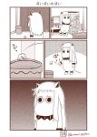  (o)_(o) comic horns kantai_collection mittens monochrome moomin moomintroll northern_ocean_hime northern_ocean_hime_(cosplay) sazanami_konami shinkaisei-kan silent_comic simple_background translation_request trash_can 