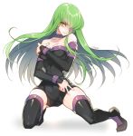  bare_shoulders boots c.c. code_geass collar covered_navel creayus detached_sleeves fate/stay_night fate_(series) green_hair hair_over_one_eye rider rider_(cosplay) thigh-highs thigh_boots yellow_eyes 