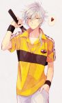  1boy heart mole mole_under_mouth niou_masaharu racket solo spoken_heart sportswear tennis_no_ouji-sama tennis_racket tennis_uniform uo_(xcapriccioso) white_hair yellow_eyes 