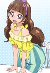 1girl :d amanogawa_kirara bare_shoulders brown_hair earrings go!_princess_precure hairband jewelry long_hair looking_at_viewer manji_(tenketsu) open_mouth precure sketch smile solo star star_earrings twintails violet_eyes 