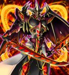  1boy armor breastplate dragon_wings dual_wielding duel_monster full_armor greaves horns humanization knight omega_na_hito red_dragon_archfiend shoulder_pads sword weapon wings yuu-gi-ou 