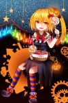  blonde_hair candy flandre_scarlet halloween lollipop pumpkin red_eyes smile stars touhou wings 