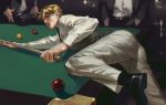  1boy billiards blonde_hair cue_stick dio_brando emg_(christain) jojo_no_kimyou_na_bouken necktie vest waistcoat 