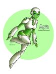  1girl ahdrenne android aya_(green_lantern) blue_eyes blue_sclera dc_comics full_body green_lantern_corps green_skin helmet justice_league robot_girl robot_joints solo 
