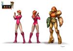  1girl alternate_costume alternate_hair_color ass boots character_sheet darren_geers highres knee_boots leotard metroid orange_hair power_suit samus_aran solo varia_suit 