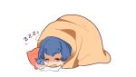  1girl blue_hair chibi heterochromia sleeping solo tokyo_ghoul tokyo_ghoul:re yonebayashi_saiko 