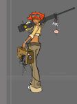  1girl brown_eyes cable carrying carrying_over_shoulder character_name cowboy_bebop edward_wong_hau_pepelu_tivrusky_iv gun highres pants redhead suitcase tagme weapon 