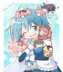  akemi_homura akuma_homura armband beret blonde_hair blue_eyes blue_hair bouquet cape charlotte_(madoka_magica) feathers flower gloves goddess_madoka hair_ornament hairclip hat kaname_madoka magical_girl mahou_shoujo_madoka_magica mahou_shoujo_madoka_magica_movie miki_sayaka ohagi open_mouth pink_hair redhead sakura_kyouko short_hair smile soul_gem spoilers tomoe_mami wings witch_(madoka_magica) 