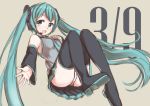  1girl 39 aqua_eyes boots choco_flex detached_sleeves hatsune_miku headset long_hair necktie open_mouth panties skirt solo thigh-highs thigh_boots twintails underwear very_long_hair vocaloid 