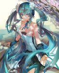  1girl 7th_dragon 7th_dragon_2020 absurdres aqua_eyes aqua_hair avamone hatsune_miku headphones highres long_hair skirt smile solo twintails very_long_hair vocaloid 