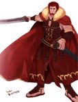  armor beard cape facial_hair fate/zero fate_(series) highres redhead rider_(fate/zero) sword weapon ycco_(estrella) 