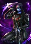  1boy blue_skin facepaint guardians_of_the_galaxy hammer helmet marvel riko_(artist) ronan_the_accuser solo violet_eyes 
