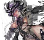  1girl aoin breasts cleavage gloves helmet league_of_legends silver_hair syndra violet_eyes 