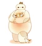  :3 ayu_(mog) baymax big_hero_6 black_eyes cat closed_eyes holding_animal looking_at_viewer one_eye_closed revision simple_background solo standing white_background 