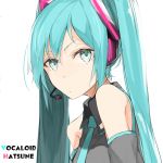  aqua_eyes aqua_hair bare_shoulders detached_sleeves hatsune_miku headset miruto_netsuki vocaloid 