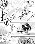  ... 1boy 1girl bamboo bamboo_forest battle broken_mask comic emphasis_lines forest fox_mask hio_(hiomemo) kunimitsu_(tekken) mask mask_removed monochrome motion_lines nature tekken translation_request yoshimitsu 