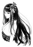  character_request f-cla hair_ornament highres japanese_clothes kimono monochrome 