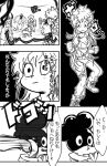  boku_no_hero_academia bra character_request comic genderswap long_hair messy_hair midoriya_izuku minoru_mineta monochrome punching silverstar017 torn_clothes translation_request underwear 