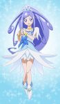  blue_eyes blue_hair boots choker cure_diamond dokidoki!_precure dress hishikawa_rikka long_hair magical_girl ponytail smile 