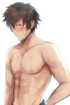  1boy abs black_hair blush fire_emblem fire_emblem:_kakusei manly ronku scar shirtless solo tusia wet 
