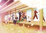  6+boys akita_toushirou architecture black_hair blonde_hair blue_eyes blue_hair brown_eyes brown_hair east_asian_architecture eyepatch green_eyes hirano_toushirou hotarumaru ima-no-tsurugi iwatooshi izumi-no-kami_kanesada japanese_clothes male_focus multiple_boys mutsu-no-kami_yoshiyuki namazuo_toushirou open_mouth otegine petals pink_hair ponytail redhead shokudaikiri_mitsutada silver_hair smile souza_samonji tarou_tachi tonbokiri_(touken_ranbu) tonoko_(cinq5) touken_ranbu yamabushi_kunihiro yamanbagiri_kunihiro 