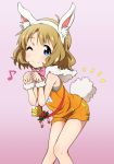  1girl animal_ears blue_eyes bunny_tail commentary_request idolmaster idolmaster_million_live! musical_note one_eye_closed rabbit_ears short_hair smile solo suou_momoko tagme tail tyke 