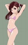  1girl bikini brown_eyes brown_hair long_hair original rohitsuka standing swimsuit 