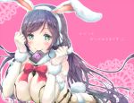  1girl animal_ears breasts card green_eyes hinausa itunes long_hair love_live!_school_idol_project purple_hair rabbit_ears smile solo toujou_nozomi twintails 