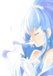  1girl bare_shoulders blue_hair closed_eyes crown dress elbow_gloves flower gloves hairband happinesscharge_precure! long_hair magical_girl precure shirayuki_hime smile yuuzii 