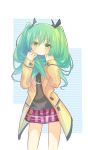  1girl coat green_eyes green_hair hair_scarf hatsune_miku long_hair skirt smile solo vocaloid 