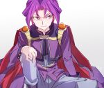  1boy cape jean1620y male_focus multicolored_hair purple_hair sitting smile smirk solo two-tone_hair violet_eyes yuri_(yuu-gi-ou_arc-v) yuu-gi-ou yuu-gi-ou_arc-v 