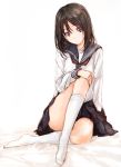  1girl original s@ki_kilisawa school_uniform serafuku simple_background skirt solo white_background 