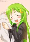  cat green_hair kantai_collection long_hair nagatsuki_(kantai_collection) smile tagme 
