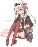  1girl character_request kantai_collection long_hair looking_at_viewer s@ki_kilisawa simple_background thigh-highs very_long_hair white_background 