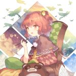  brown_hair hair_ornament hillly_(maiwetea) motoori_kosuzu paintbrush tanuki touhou 