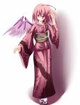  highres ina_(artist) japanese_clothes kimono mystia_lorelei okamisty pink_hair short_hair touhou wings 