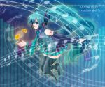  aqua_eyes aqua_hair detached_sleeves hatsune_miku headphones headset long_hair momen_(6p6) musical_note necktie skirt smile solo thigh-highs thighhighs twintails very_long_hair vocaloid zettai_ryouiki 